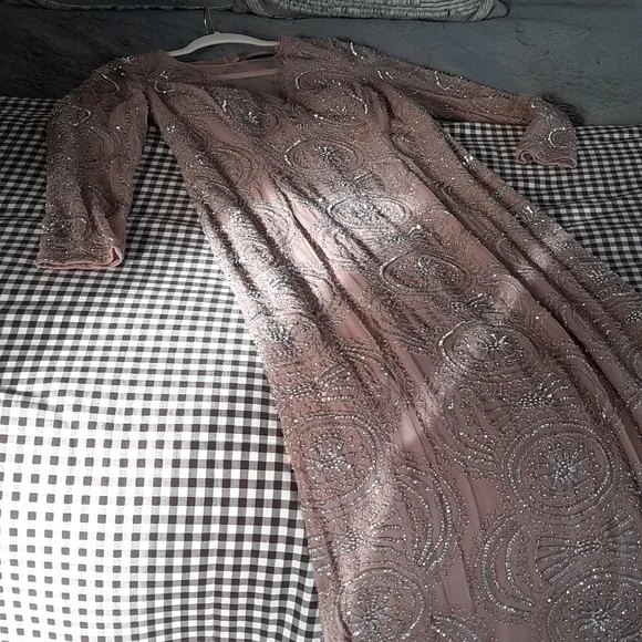 NWOT! AIDEN MATTOX BLUSH BEADED DESIGNER DRESS  GOWN SIZE 8 - Picture 13 of 15